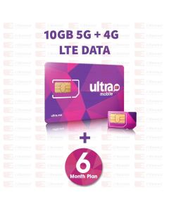 ultra mobile 6gb 4g data sim card with 6moths services included