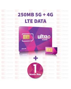 Ultra Mobile 250MB Data SIM Card With 1 Month Service Plan Included