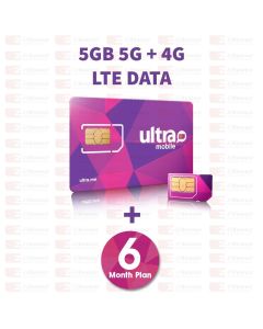 Ultra Mobile 5GB Data SIM Card With 6 Months Service Plan Included